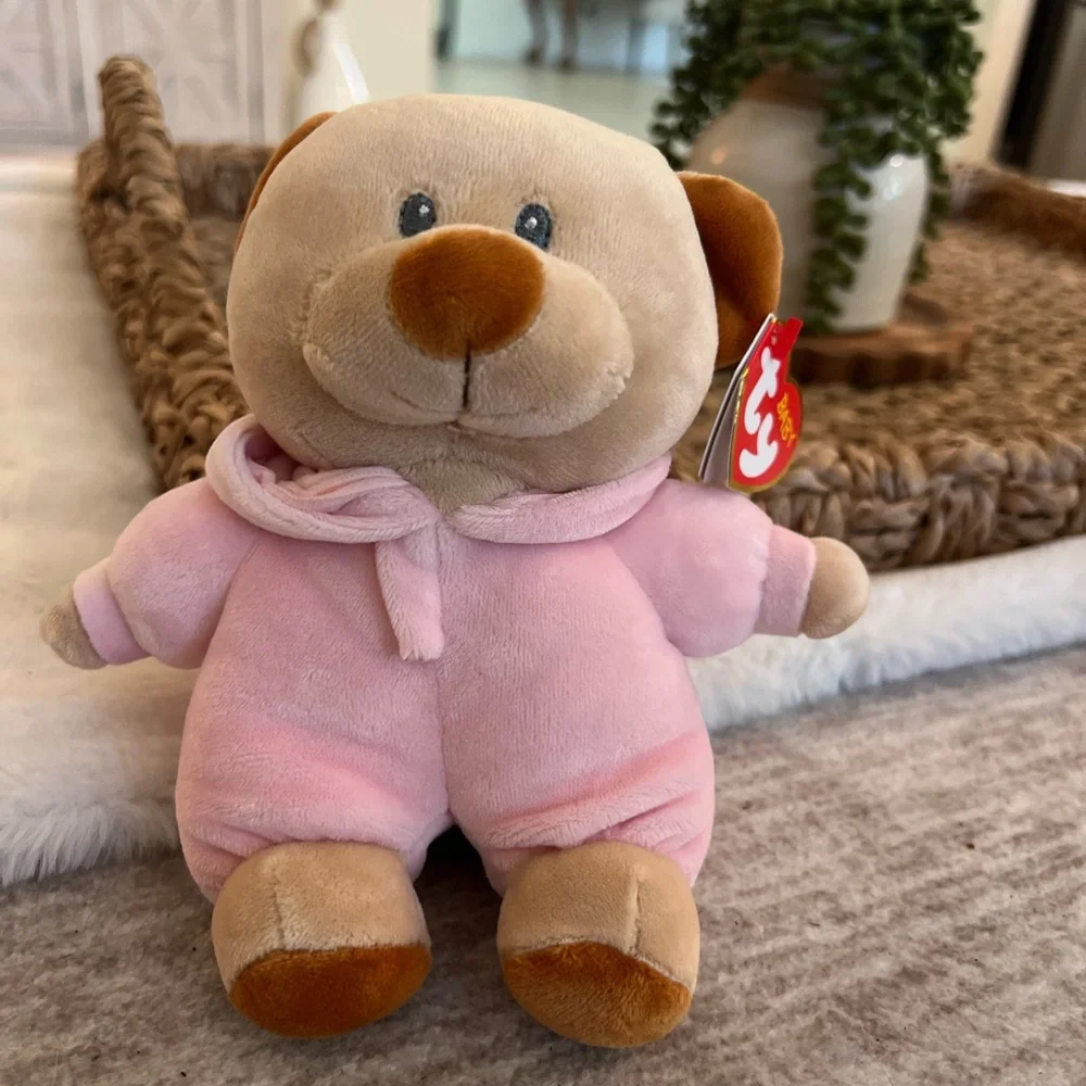 Ty Baby “PJ Bear Pink” Baby Teddy Bear Plush Toy 7 inch Non- Removable Pajamas - Picture 1 of 1